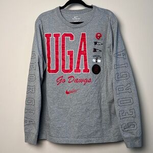 The Nike Tee Graphic UGA Dawgs Gray Long Sleeve Football Men’s 100% Cotton XL